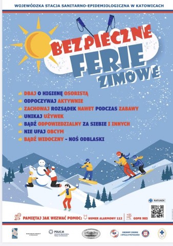 Plakat Bezpieczne Ferie Zimowe