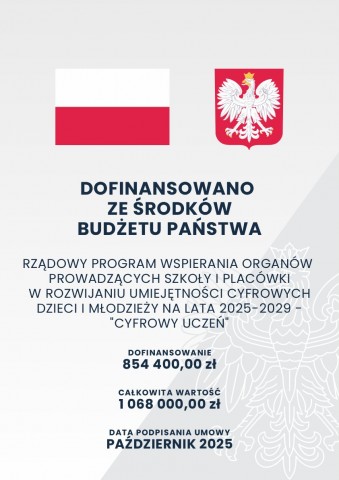 Informacja o dofinansowaniu ze środków budżetu Państwa